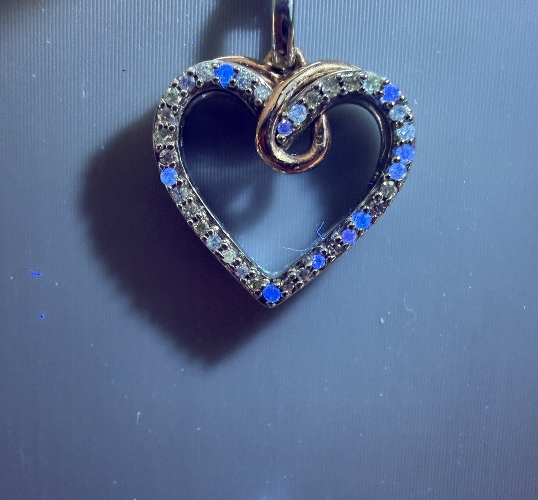 Hallmark Natural Diamond 10k & 925  Heart Pendant, Sterling Silver 18" Chain