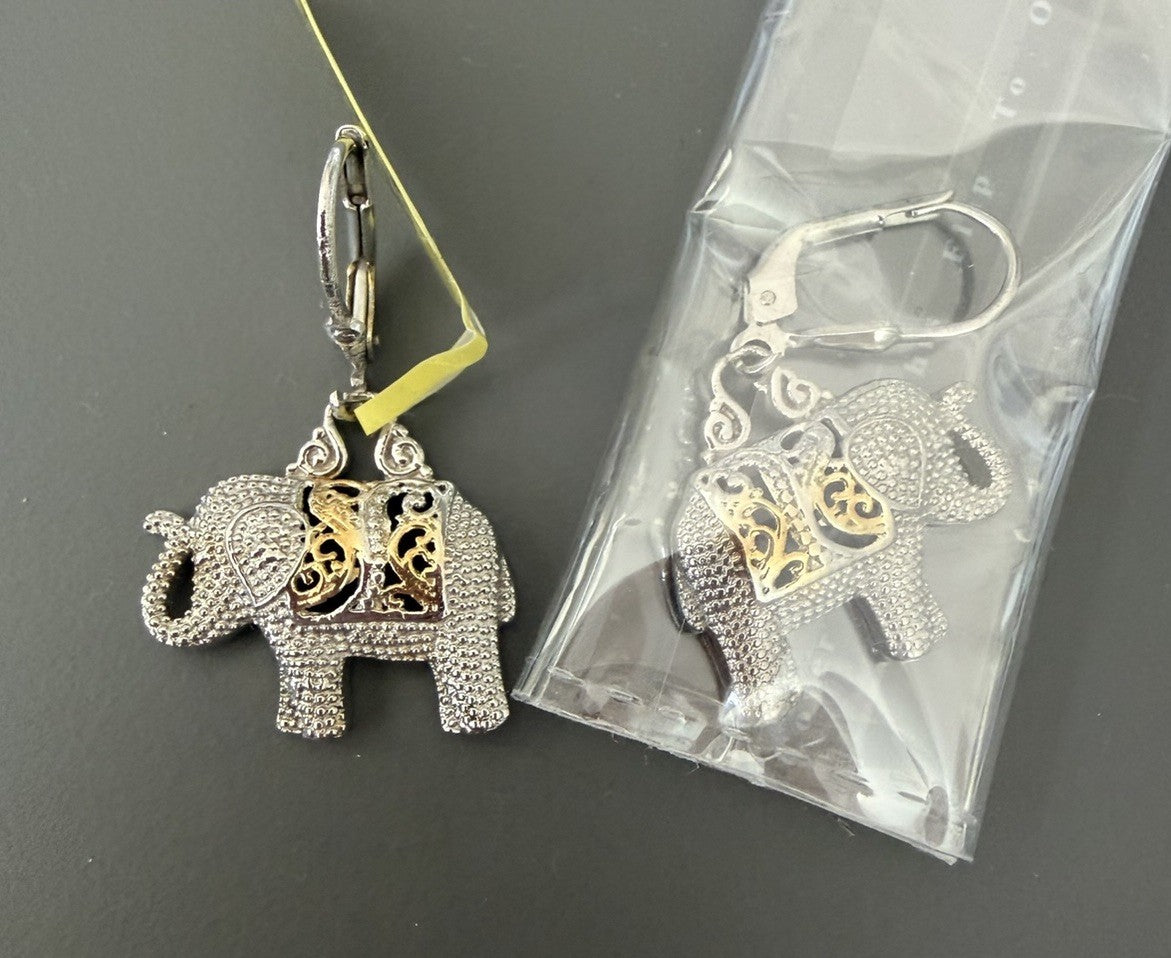 925 sterling silver earrings with filigree Elephants - New In Package