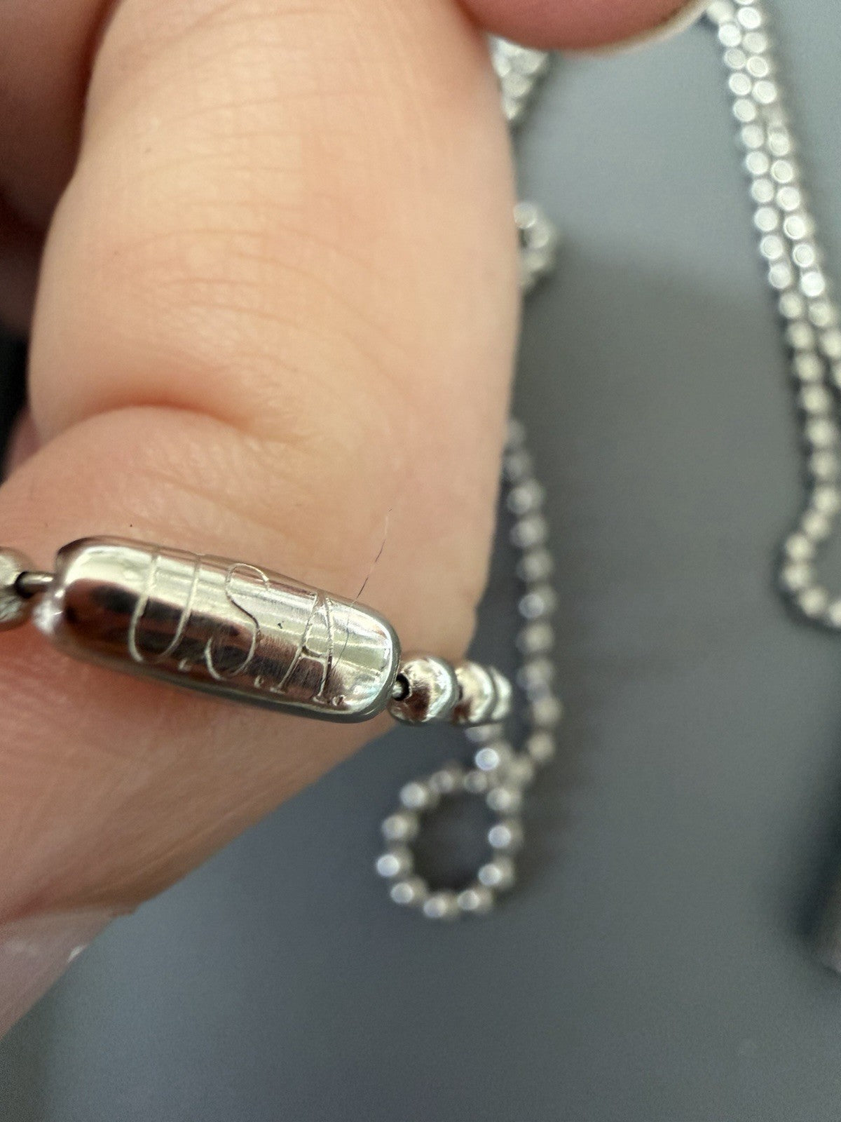 Silver Toned Cylinder Capsule Pendant Ball Chain Necklace Men Women USA