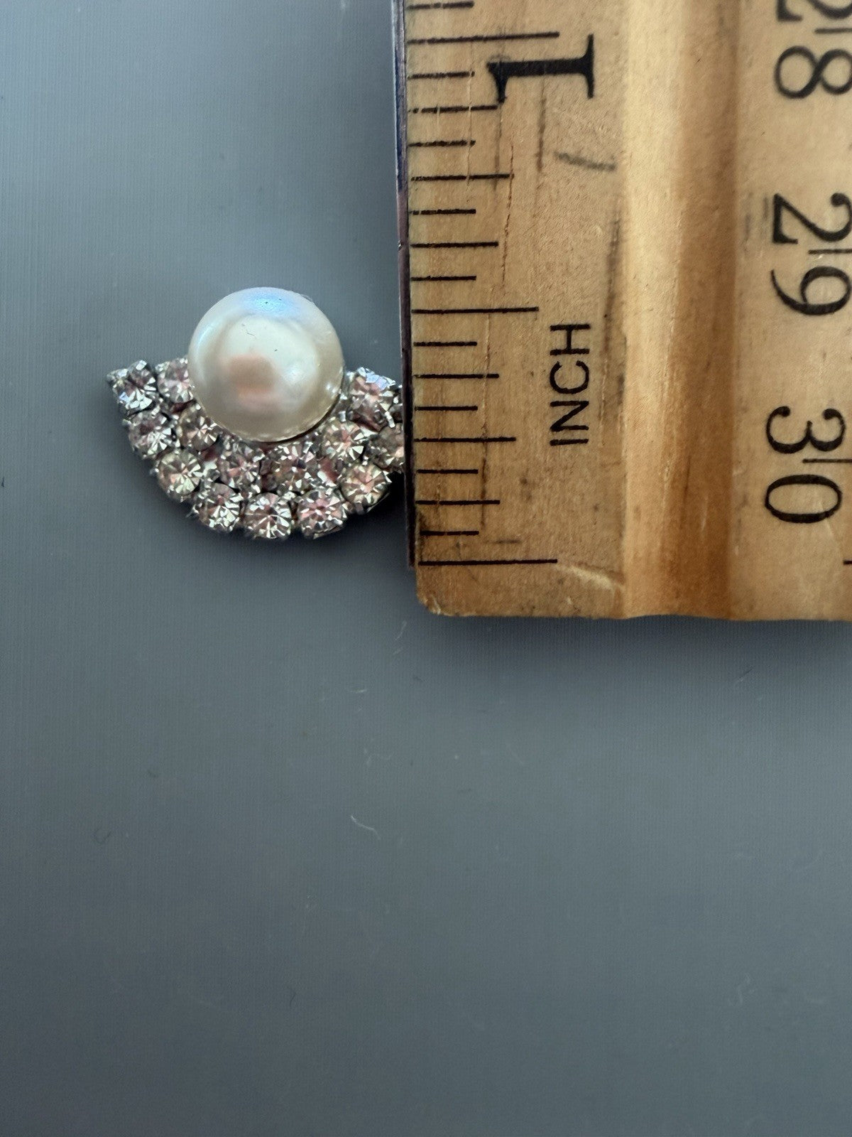 Vintage Silver Tone Faux Pearl and Waterfall  Rhinestone Earrings