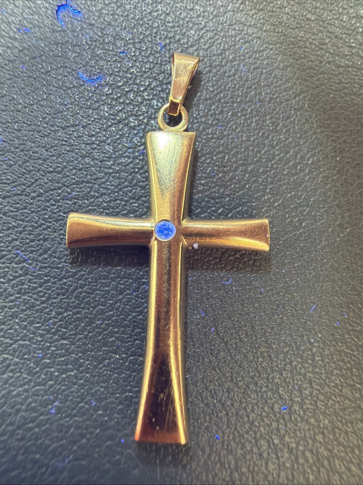 Puffy Vintage RL 14k Turkey Yellow Gold Cross Pendant With Diamond