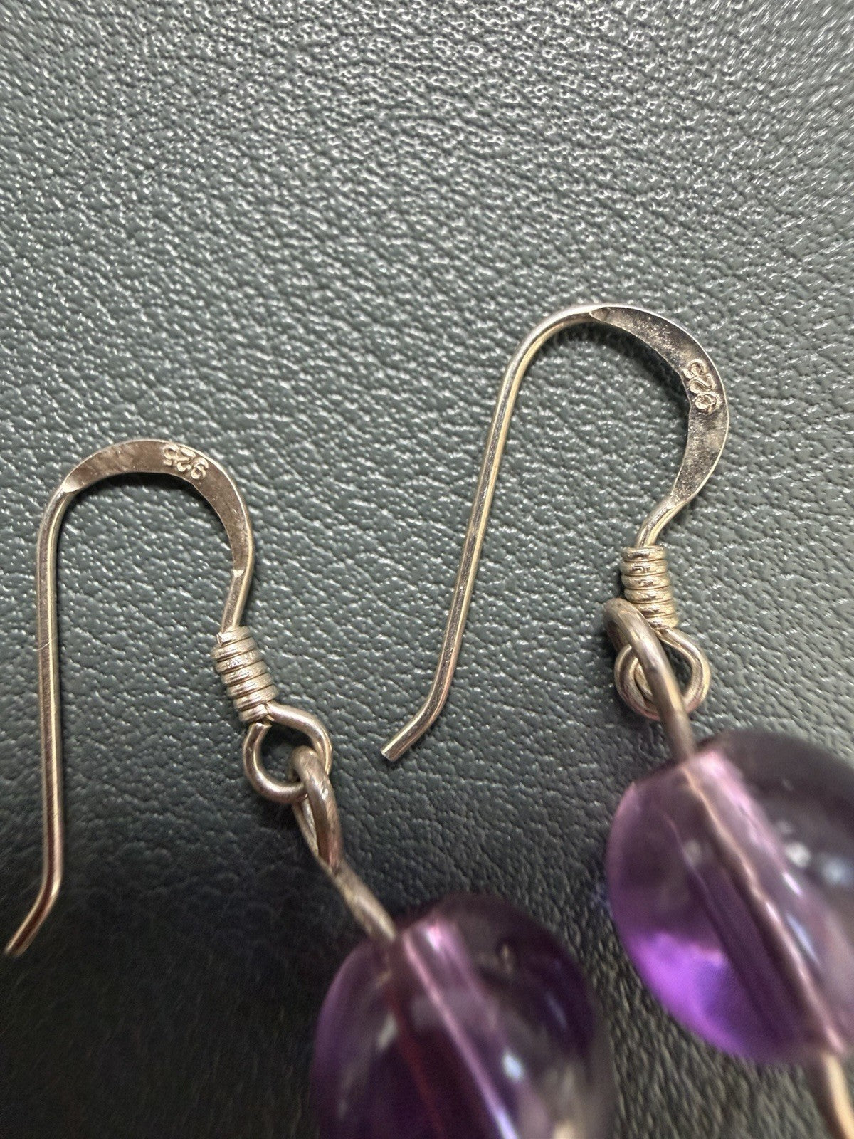 Sterling Silver Earrings Amethyst Earrings Wire Hook Handcrafted Earrings