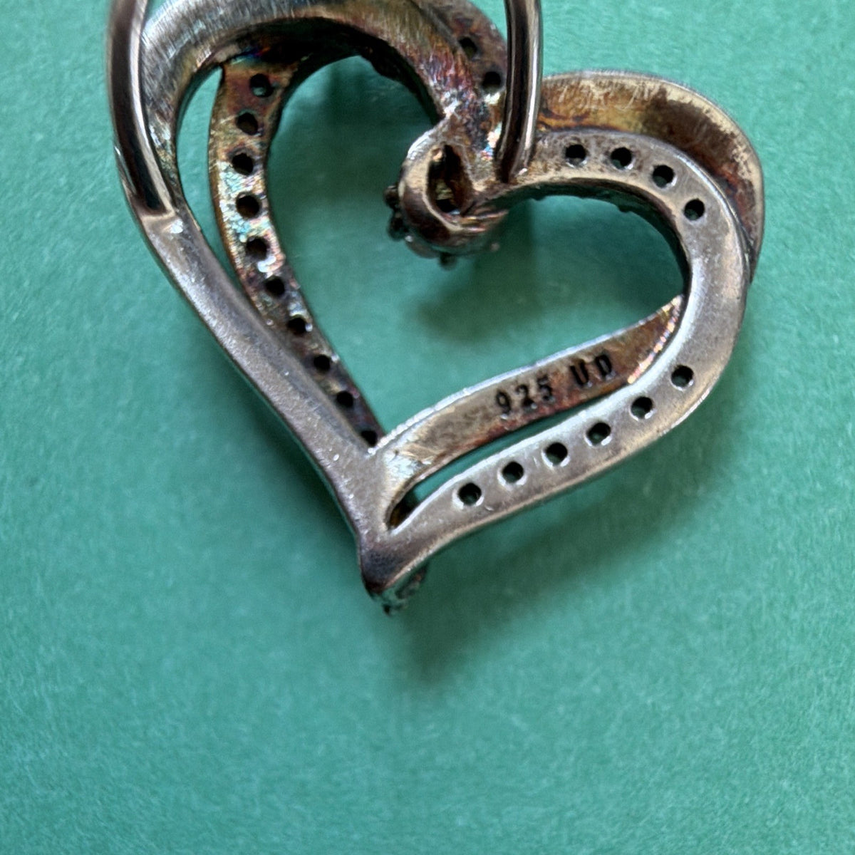 925 Sterling Silver Heart Pendant Necklace 0.25 CTW Round White Diamond 18inch