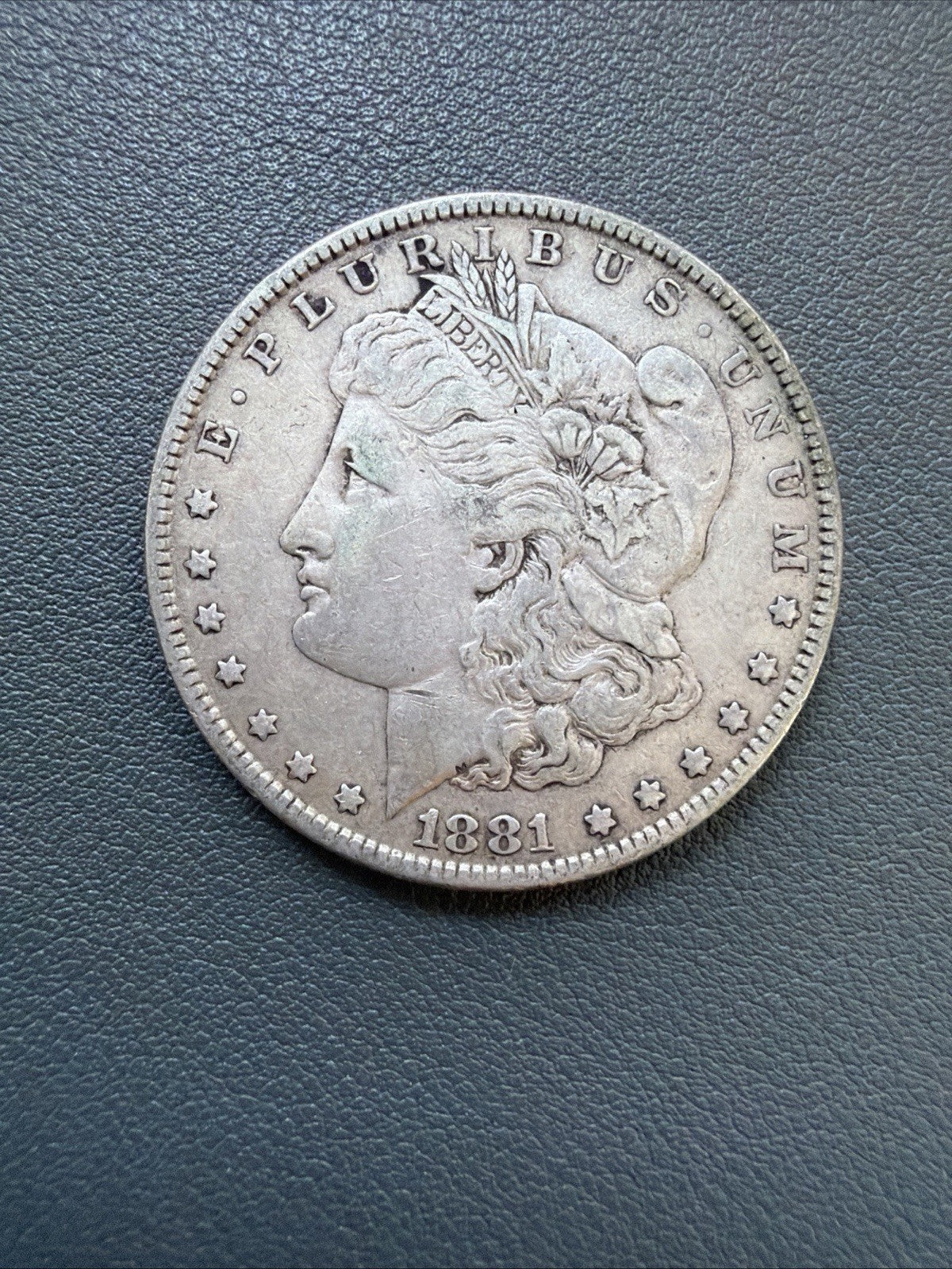 1881 Morgan Silver Dollar $1 90% Silver Philadelphia No Mint Mark Coin - As Is