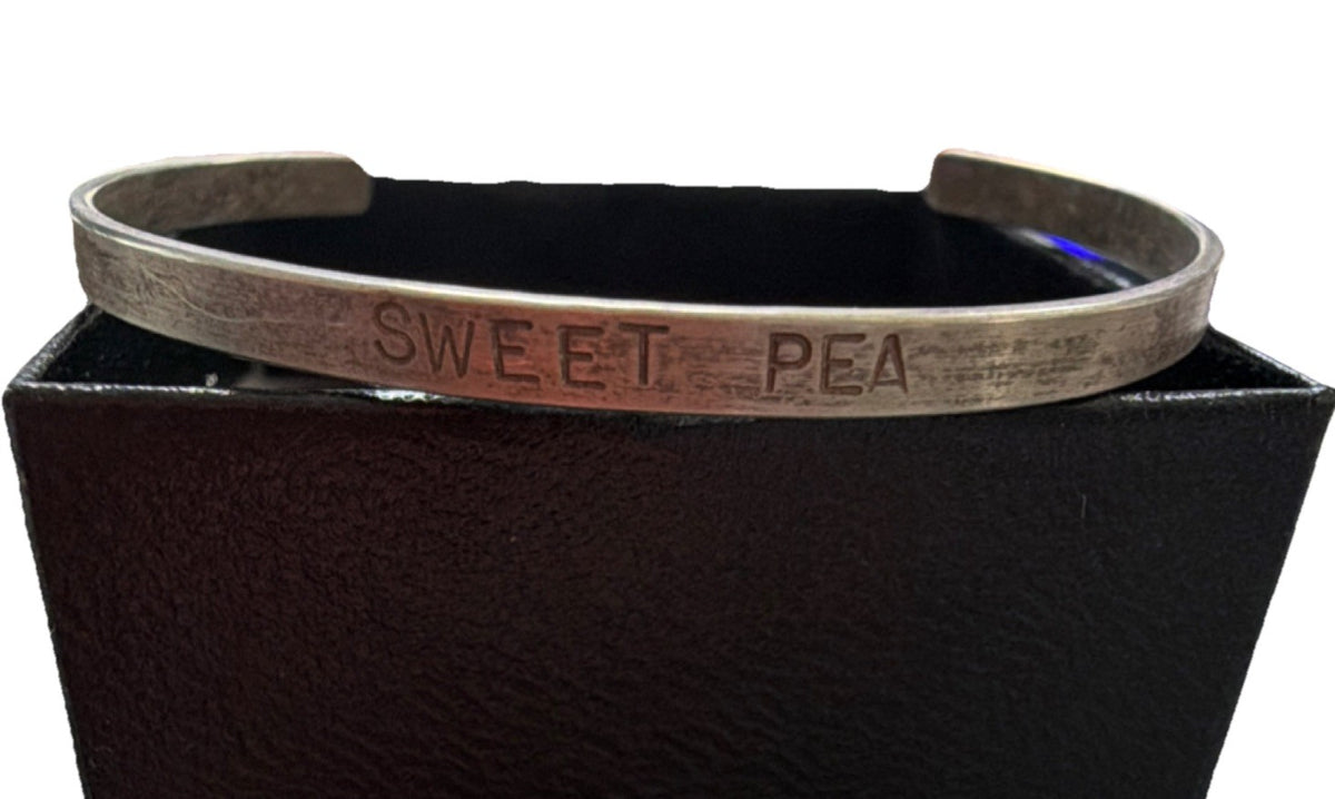 Sterling Silver 925  Engraved ‘sweet pea’ Cuff Bracelet Child size, little girl