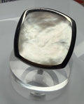 Statement Stainless Steel MOP Ring Signed JS Sz8