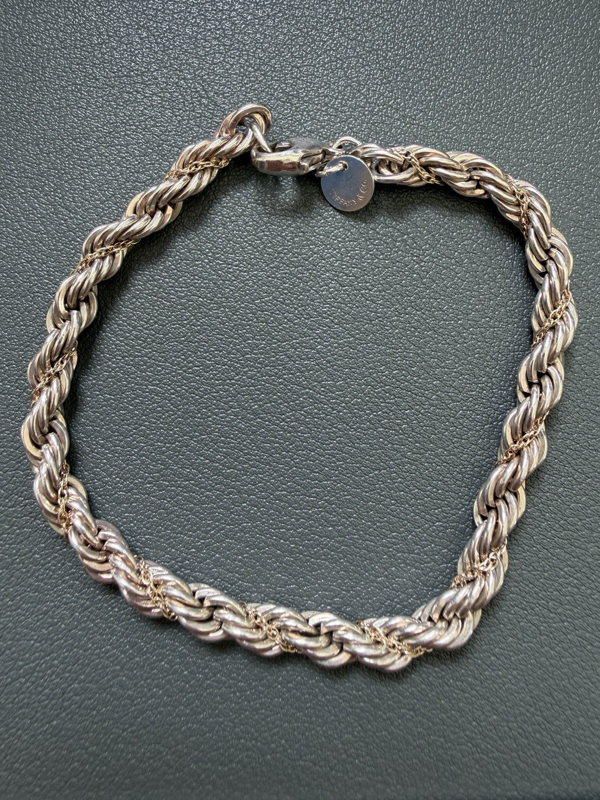 Classic Tiffany & Co. 925 & 18k Rope Chain Twist Bracelet Everyday Perfection