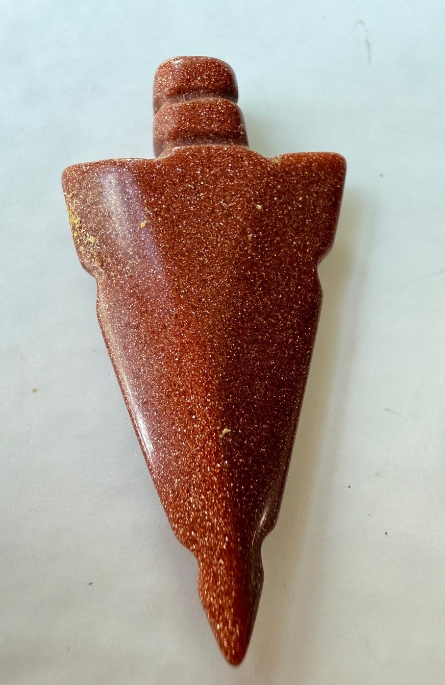 Chunky Sparkly Goldstone Arrowhead Vintage Charm Pre-drilled Hole For Pendent