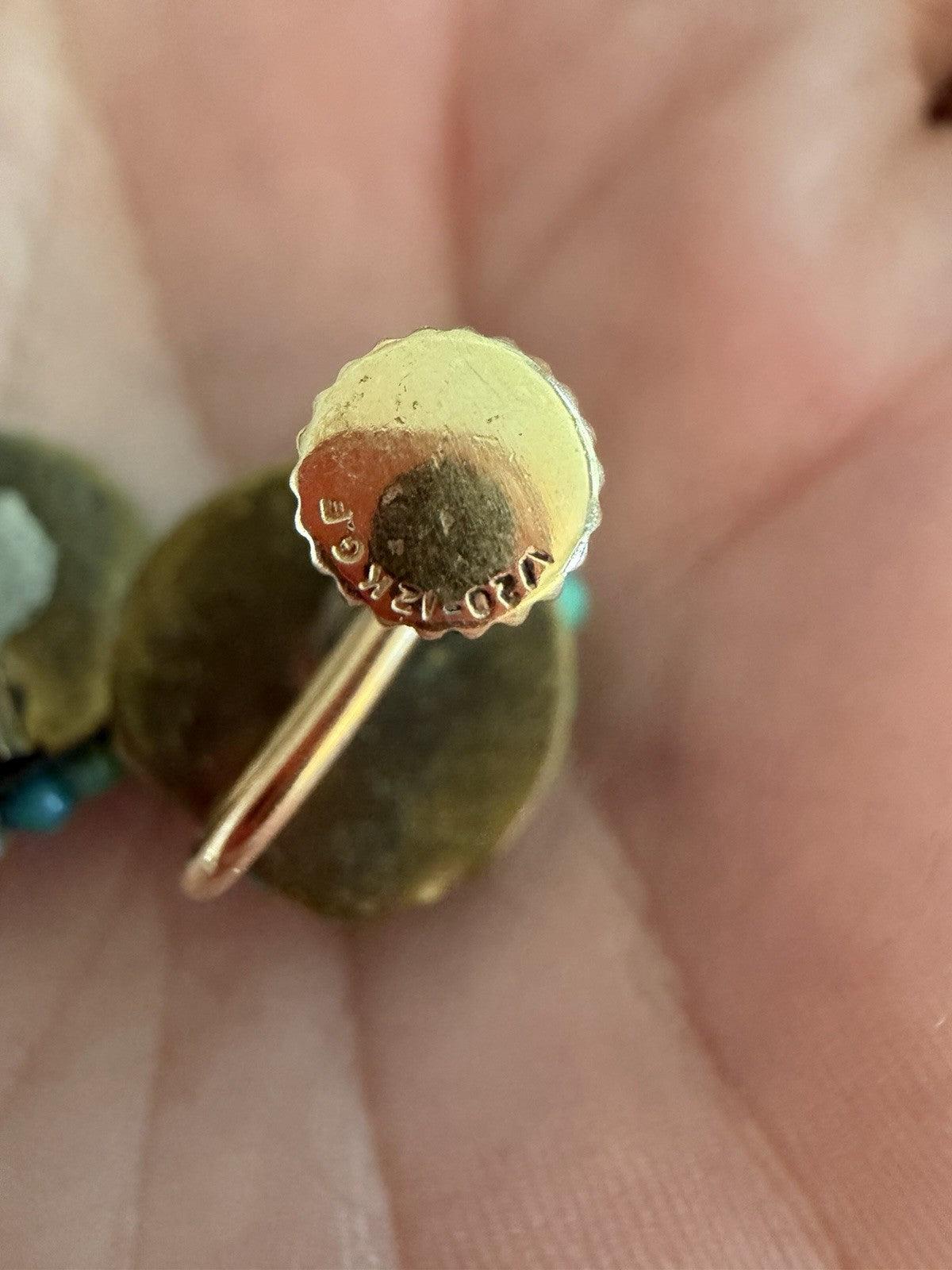 Vintage 14K Gold Filled Turquoise Screw Back Earrings Cluster Stud