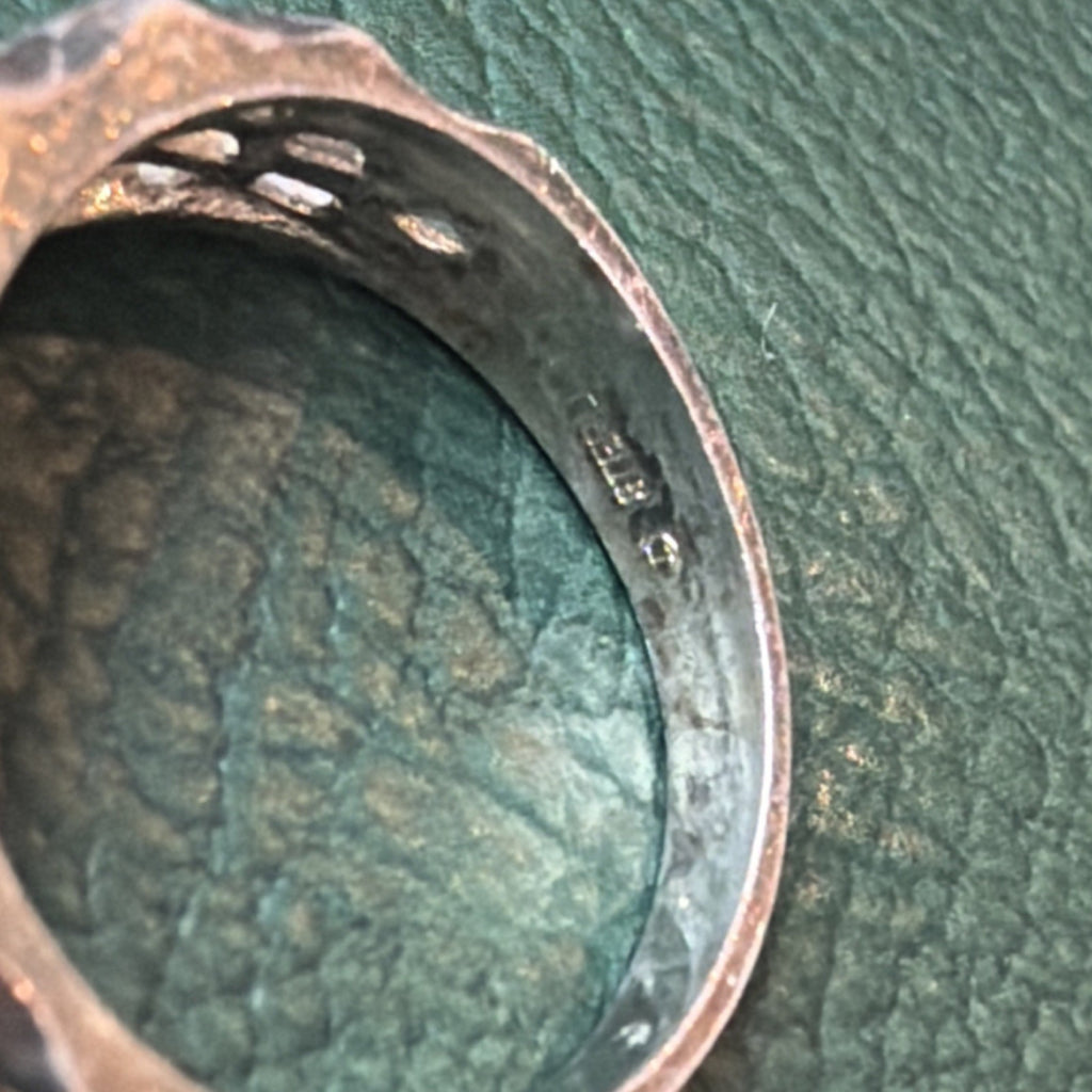 Sterling Silver 925 Ring with Green spinel, diamond and blue topaz, Size 6
