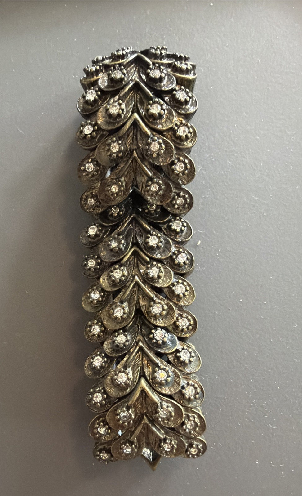 Chloe + Isabel Modern Deco Stretch Bracelet Antiqued Brass Rhinestone