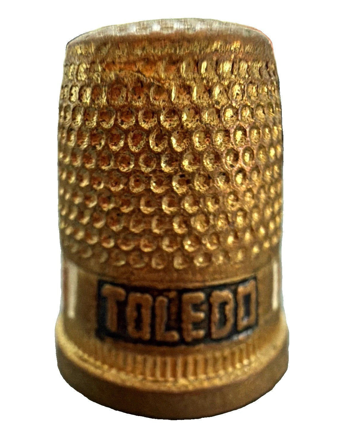 Toledo Spain Souvenir Metal Sewing Thimble w/ Enamel Band Collectible