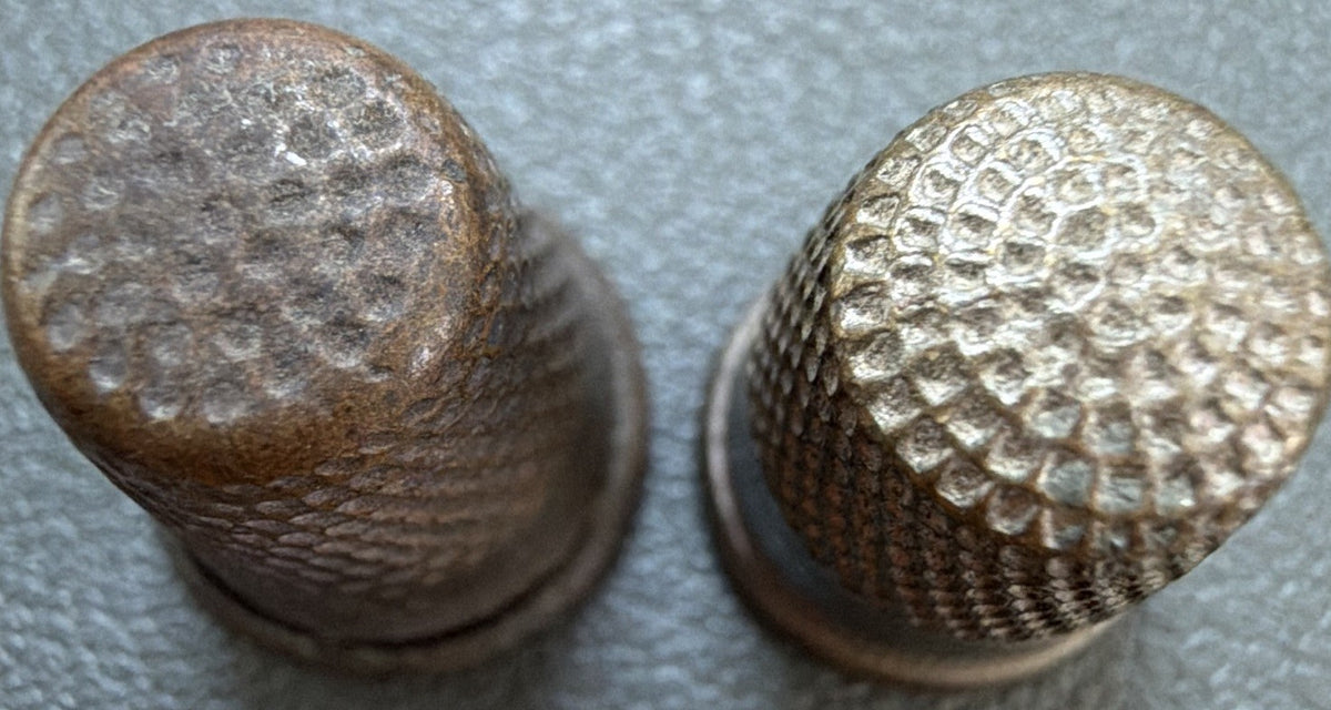 Lot of 2 vintage Mini .6inch Sewing Thimbles collectible 