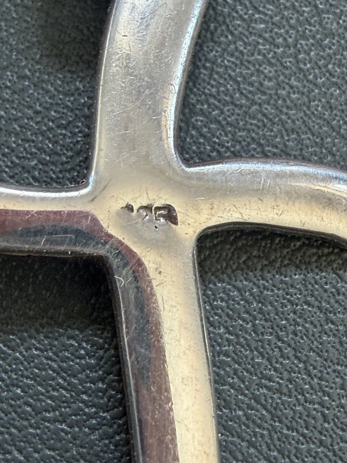 Modernist Sterling Silver And Wood Inlay Cross Pendant Scandinavian Style