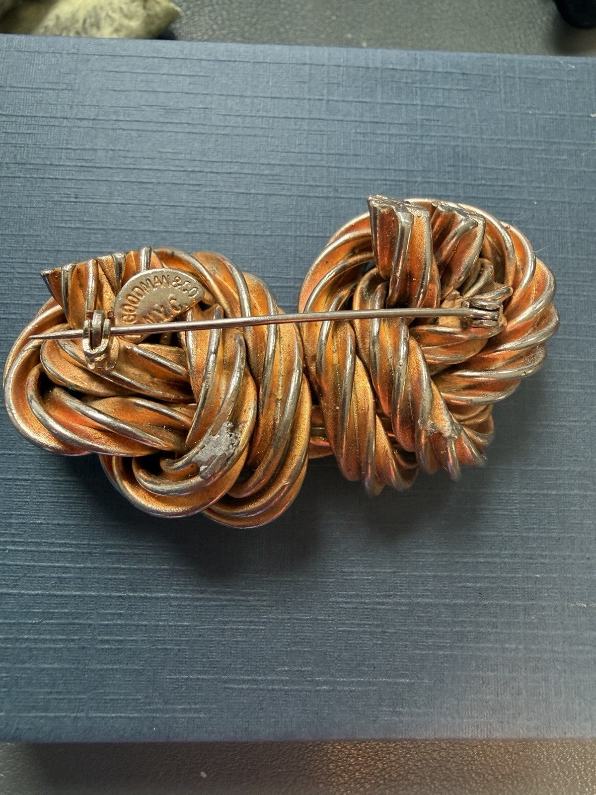 Vintage A. Goodman & Co NYC Heavy Knotted Gold Tone Detailed Brooch Pin