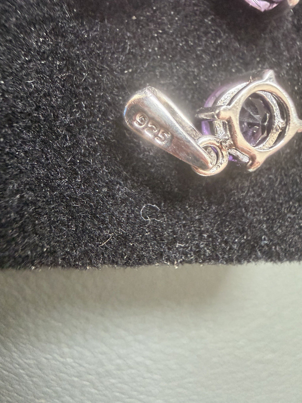 Sterling Silver Amethyst Pendant  and Earrings Set Purple Gemstone Simple Beauty