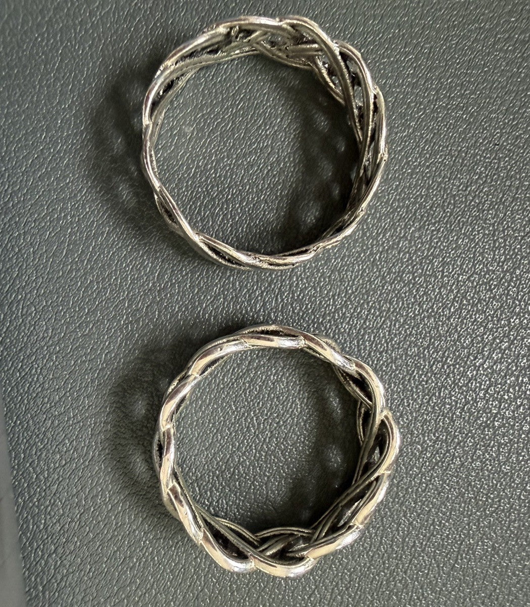 Set Of 2, His And Hers Celtic Braid Knot Silver Tone Ring Lot 8/10