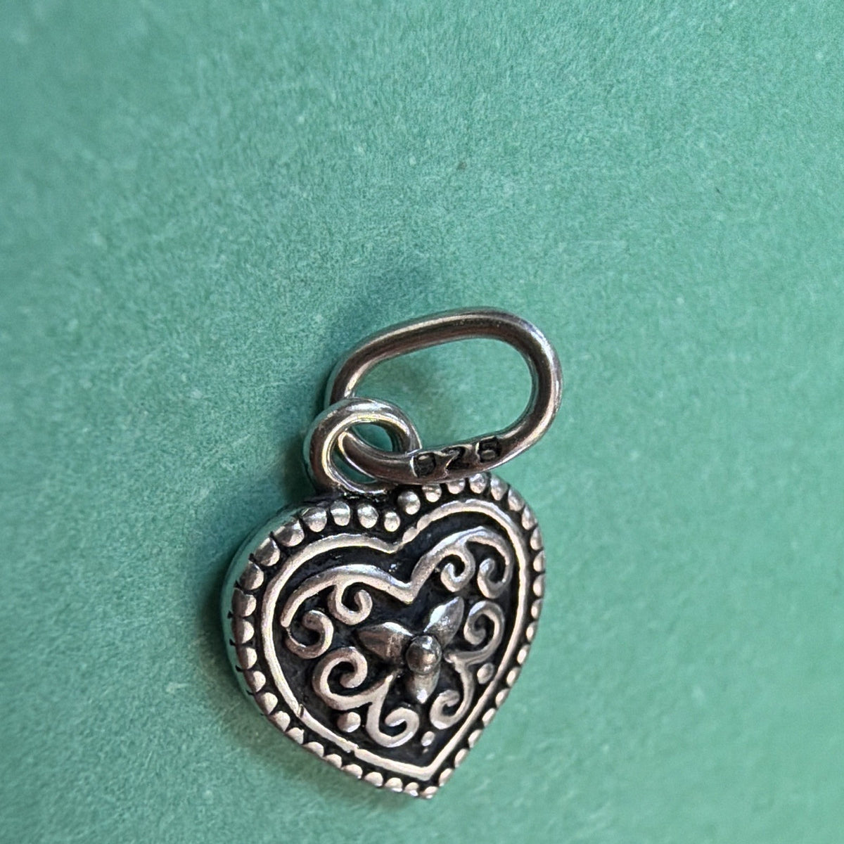 Sterling Silver 925 Mini Engraved Heart Dangle Charm petite Pendant Love