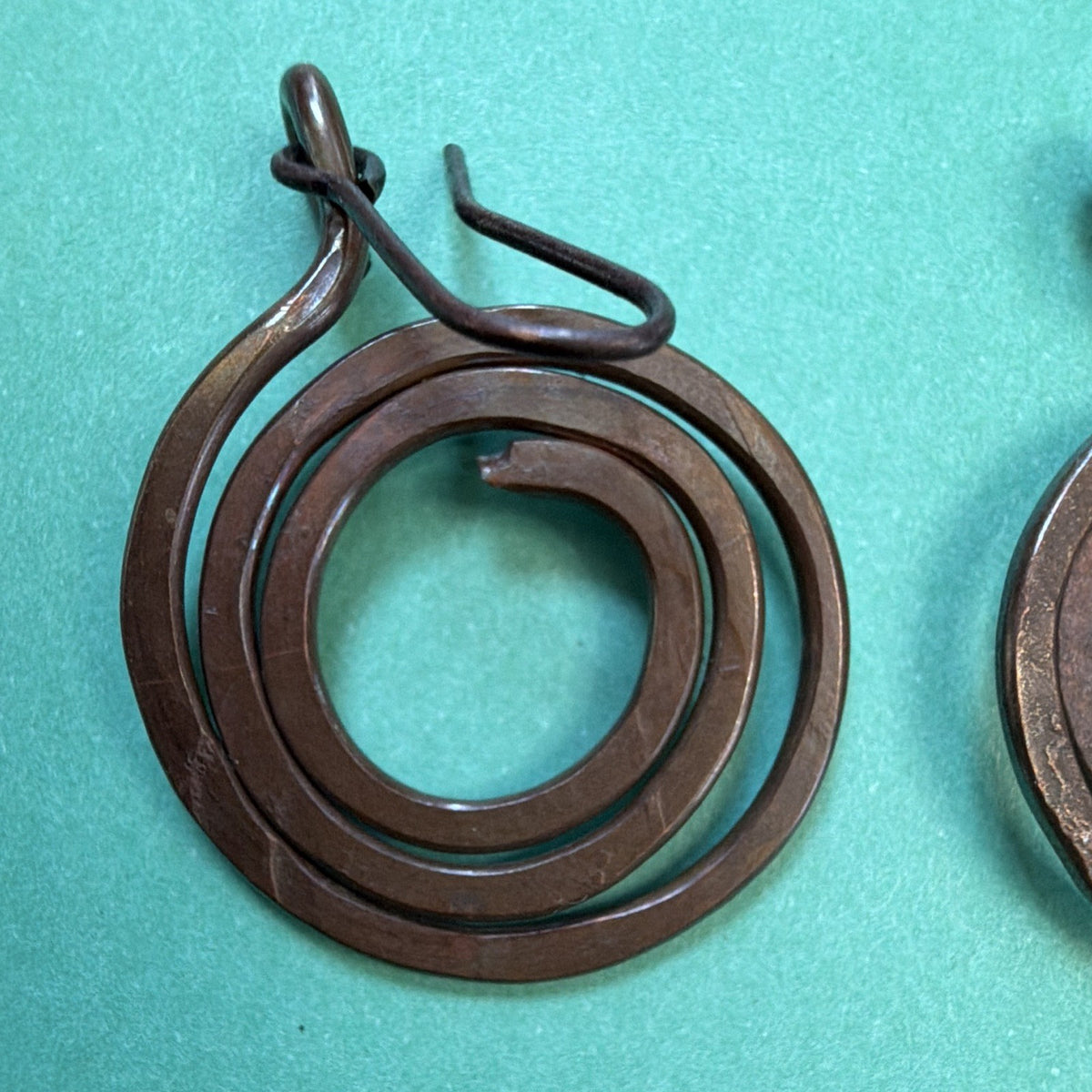 Copper (see note) Spiral Dangle Drop Earrings Hook Closure No Stone 1.25in 6g