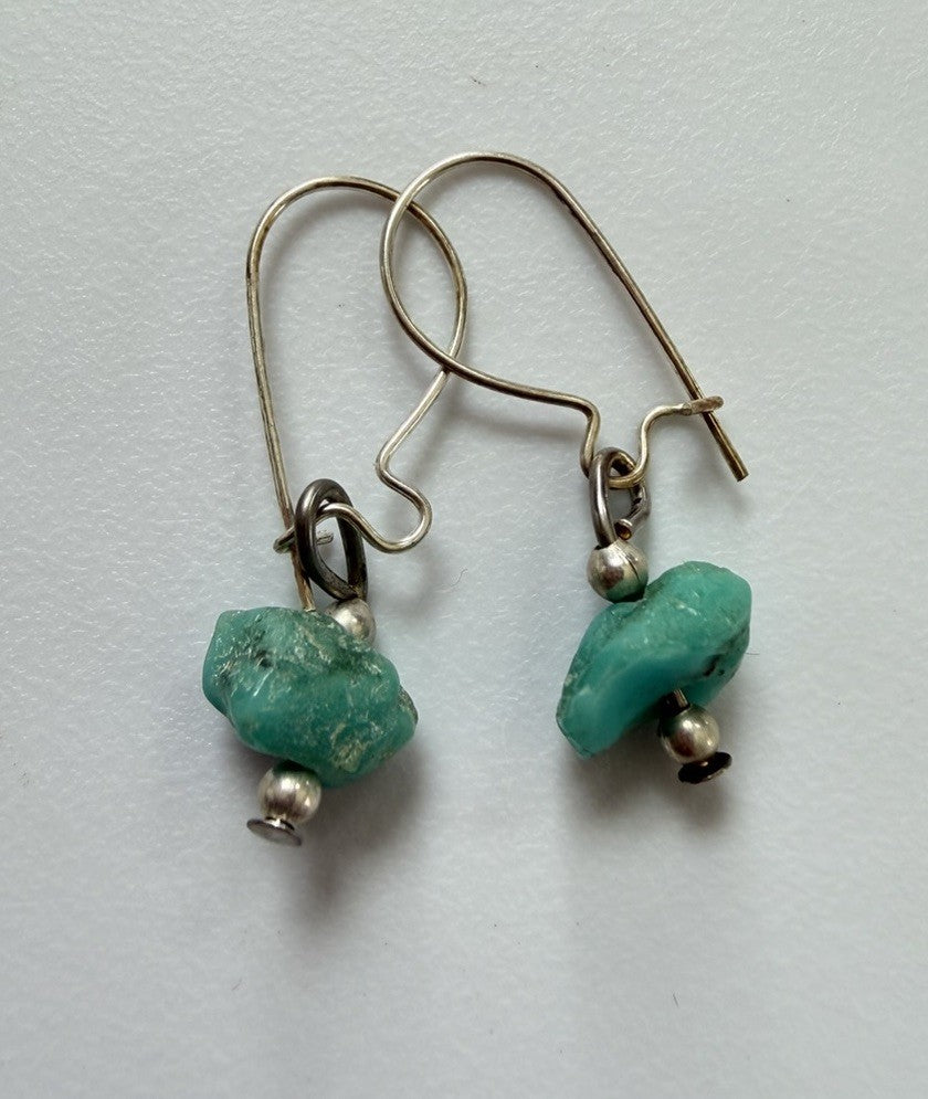 Raw Turquoise Earrings Artisan Designer Gemstone Earrings