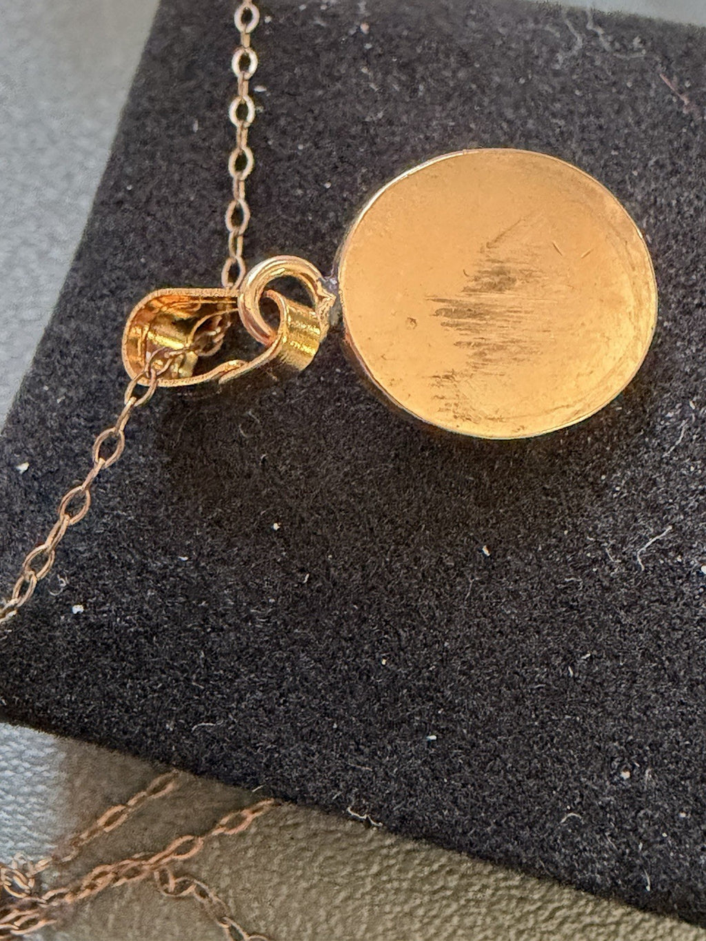 14kt Gold Filled Swarovski 17inch Necklace with Oval Green Stone Bezel Pendant