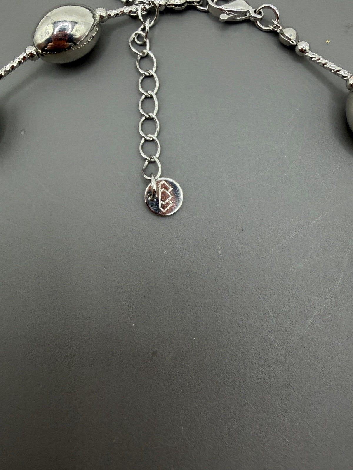 Luxury Look, Silver Toned Beaded Station Chain