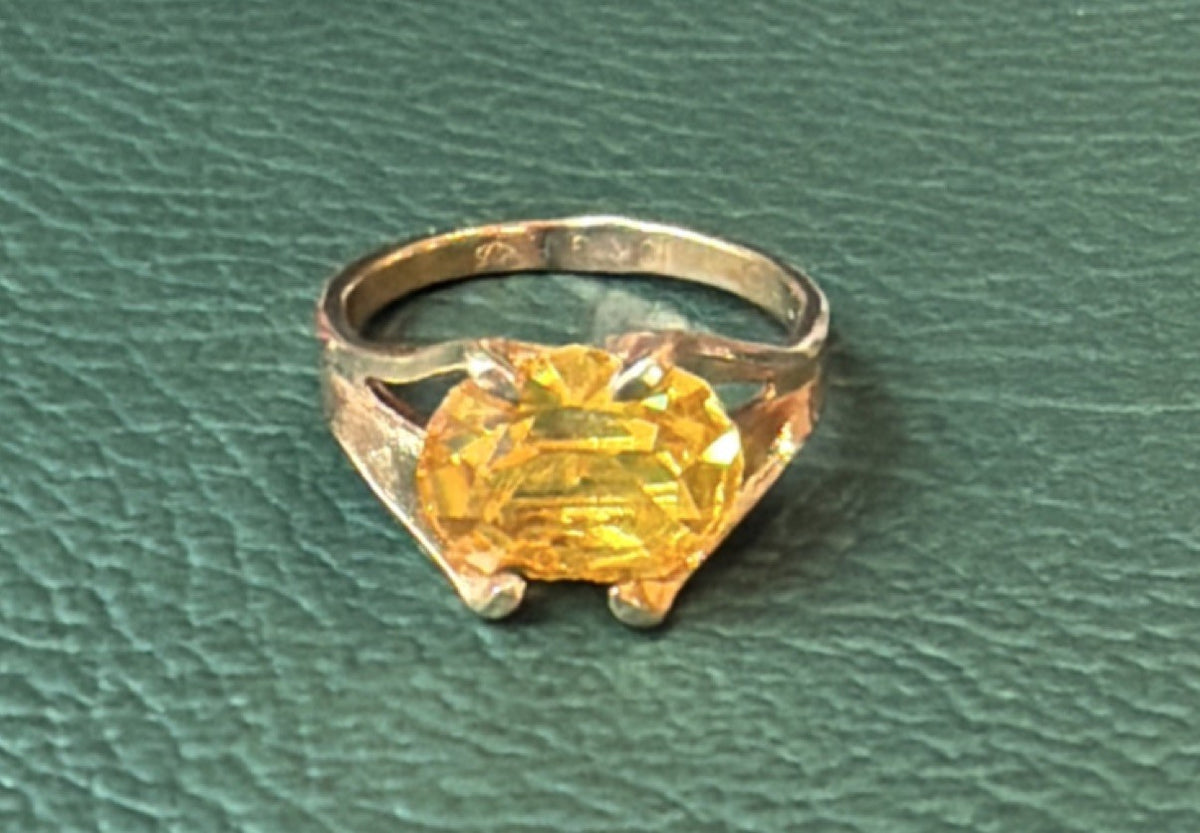 Vintage 10K Yellow Gold Filled Oval Yellow Citrine  Ring Sz 5
