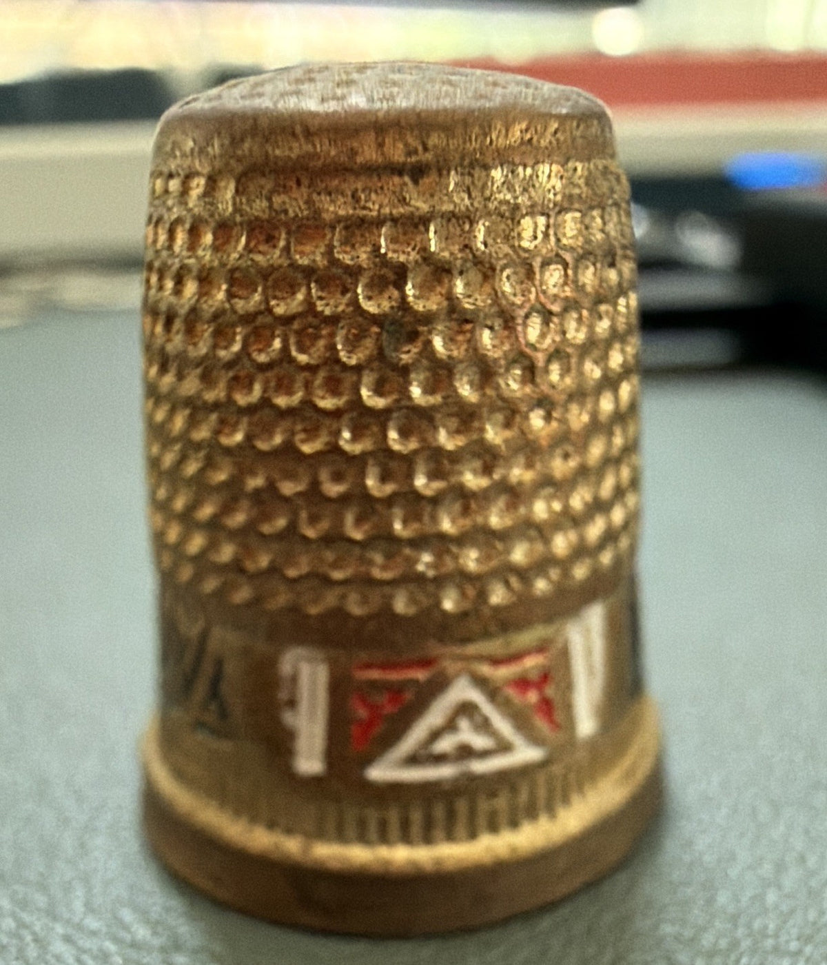 Toledo Spain Souvenir Metal Sewing Thimble w/ Enamel Band Collectible
