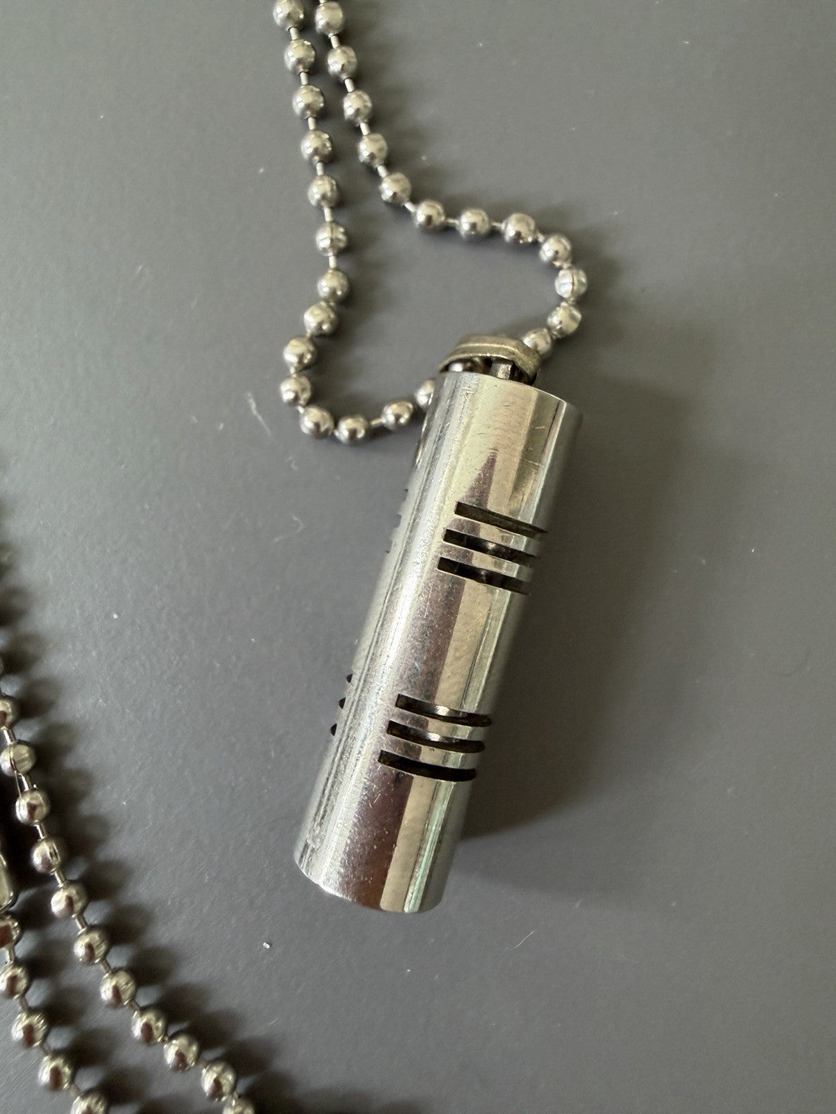 Silver Toned Cylinder Capsule Pendant Ball Chain Necklace Men Women USA