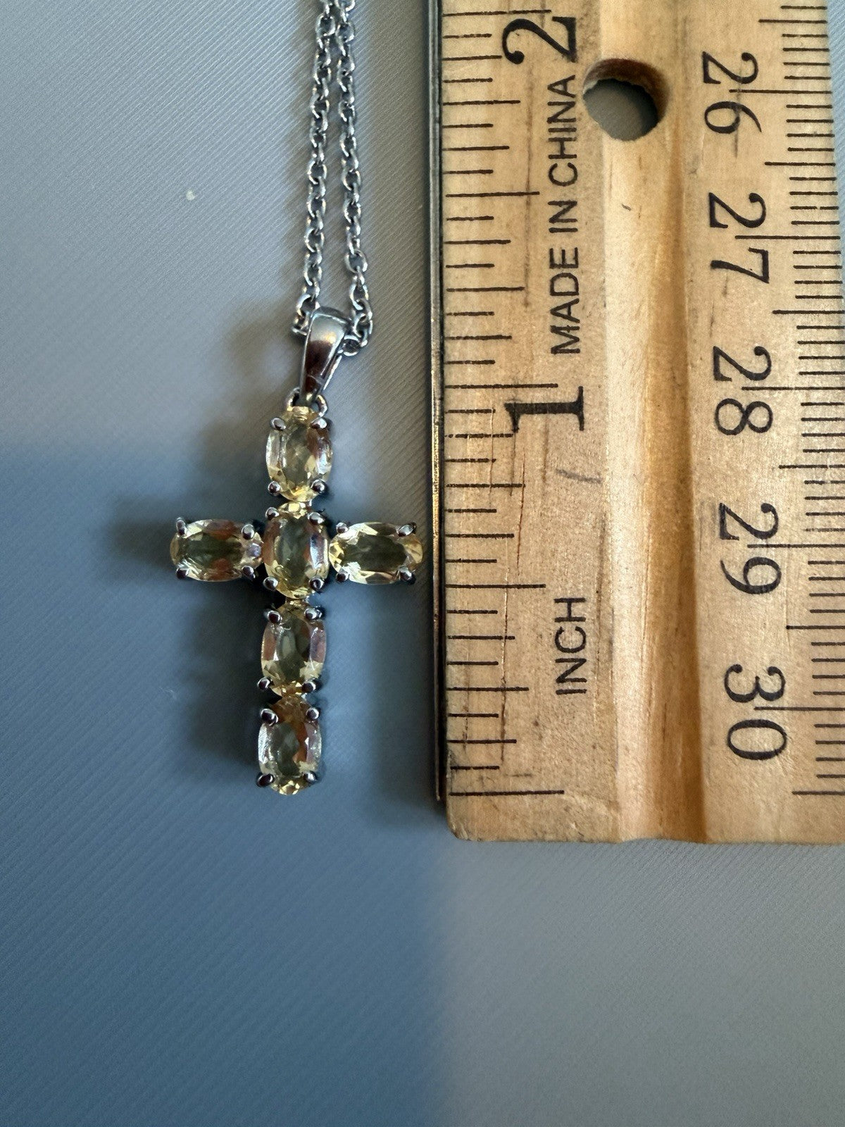 Beautiful Citrine Cross Necklace Stainless Steel With strong  Magnetic Closure