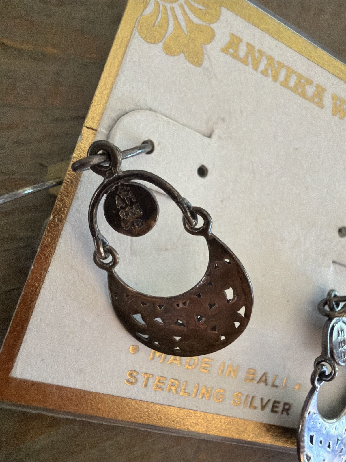 ANNIKA WITT 925 STERLING SILVER Bali Designer Signed Dangle Drop Earrings