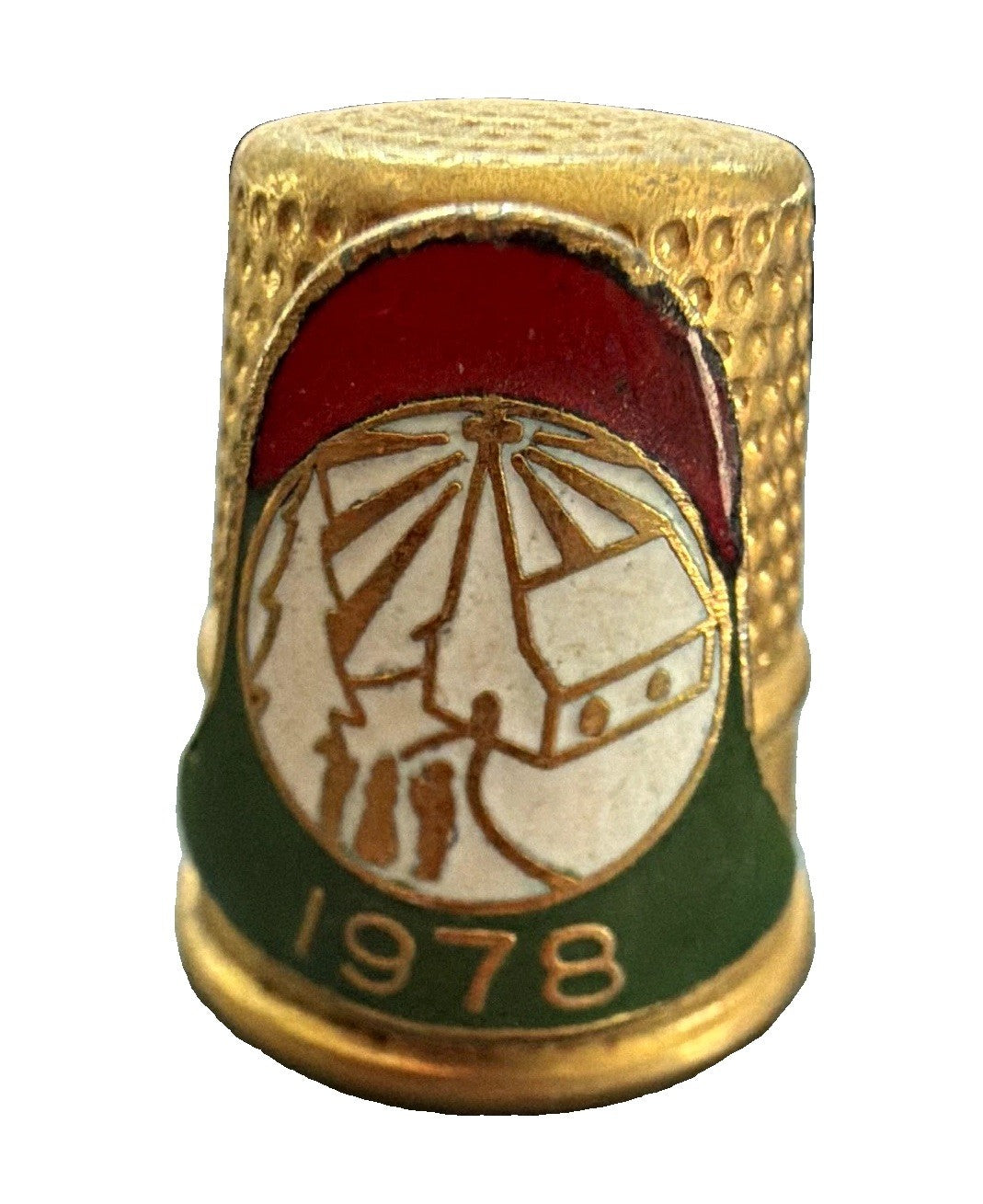 Vintage Lillian Vernon Enamel Sewing Thimble "1978" Christmas Collectible