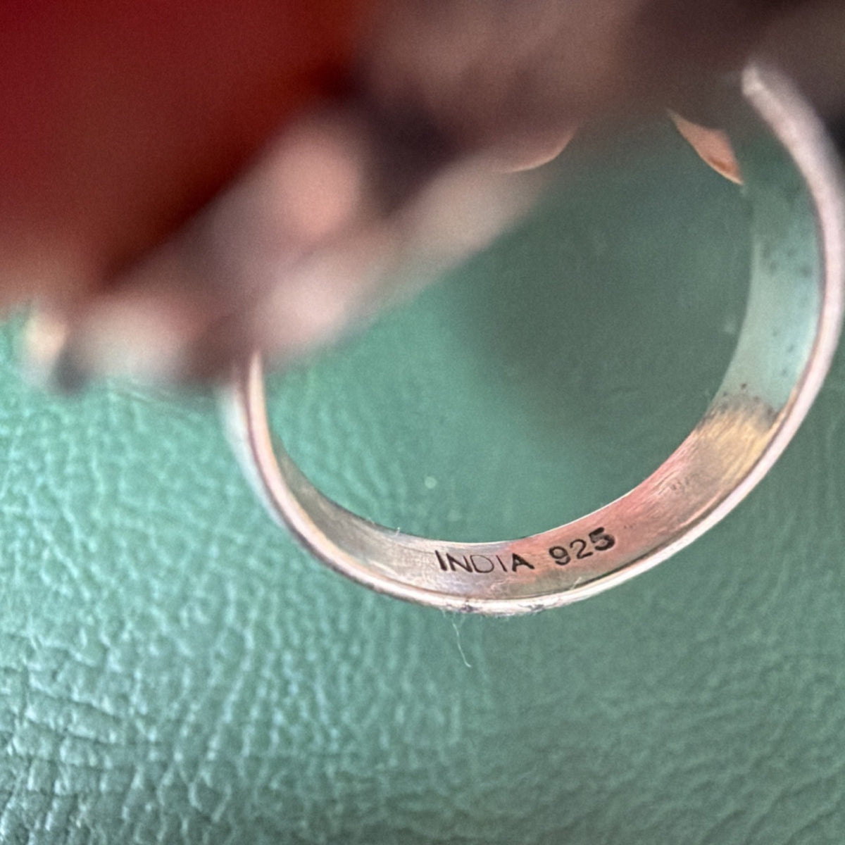 Vintage India 925 Sterling Silver Turquoise Coral Statement Ring Size 6.5