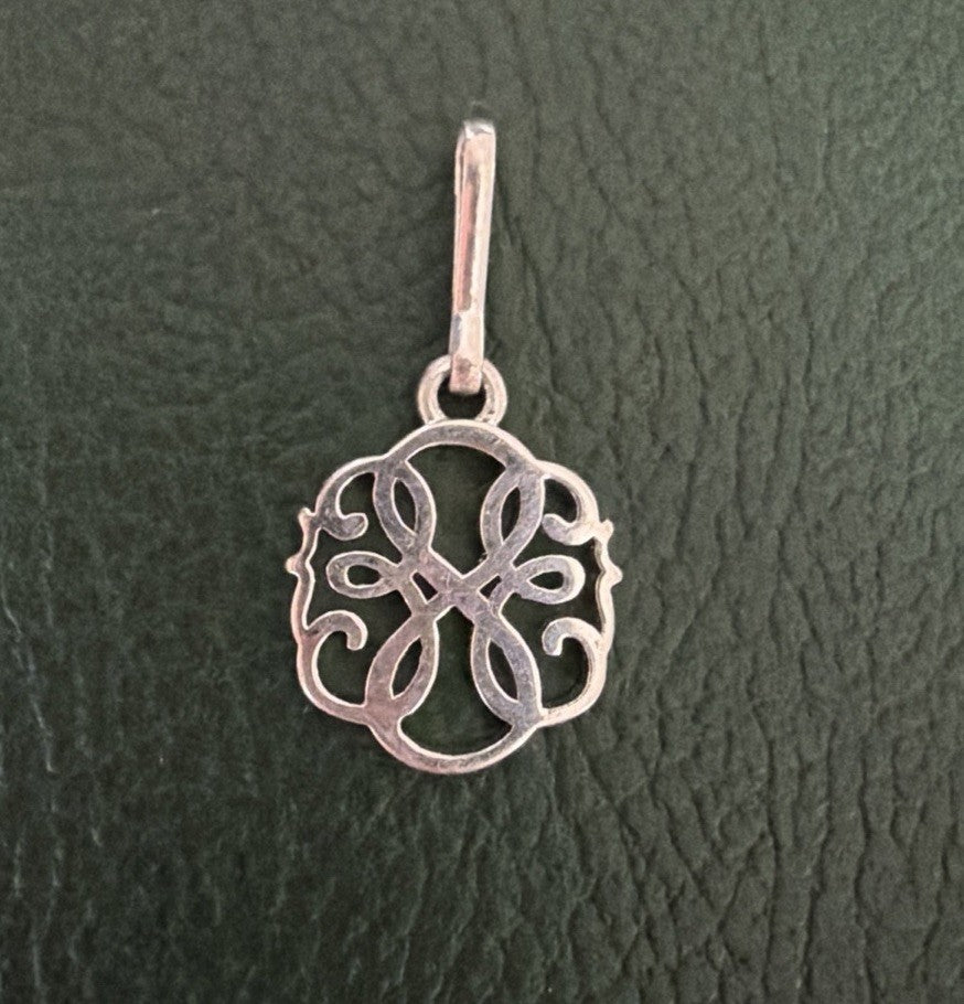 925 Sterling Silver Open Scrollwork Celtic Knot Charm, Pendant