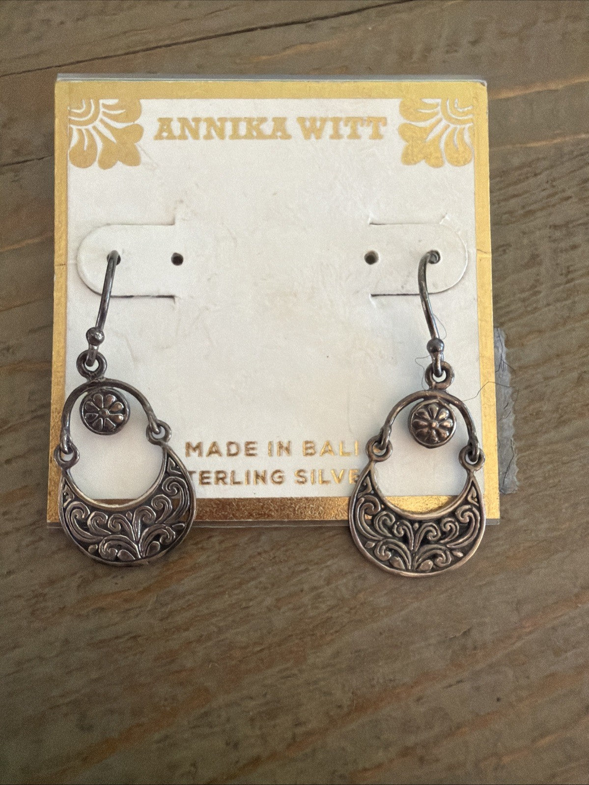 ANNIKA WITT 925 STERLING SILVER Bali Designer Signed Dangle Drop Earrings