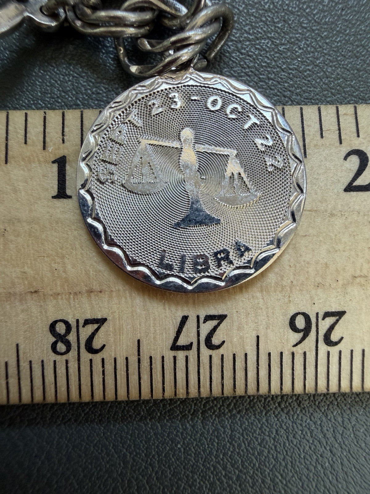 Vintage 925 Sterling Silver LIBRA Zodiac Astrology Sign Charm Pendant