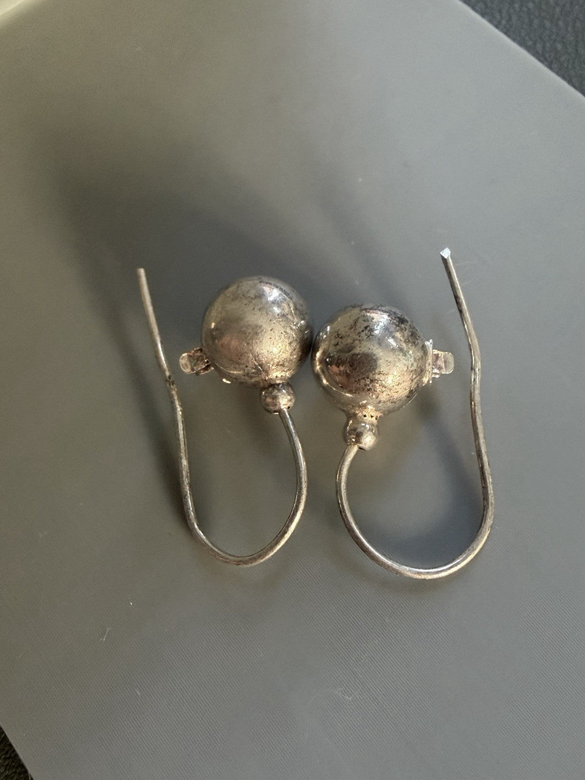Vintage Signed sterling silver ball drop earrings With Hook Closure