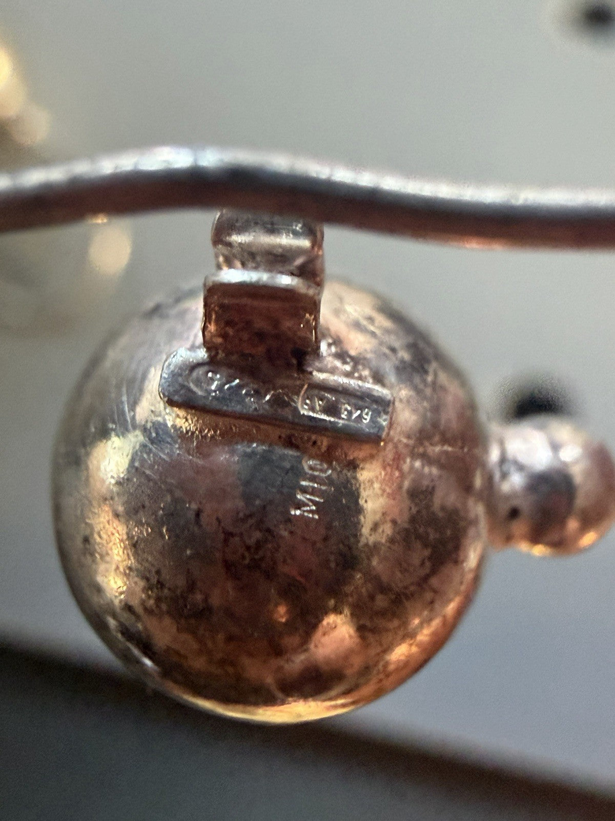 Vintage Signed sterling silver ball drop earrings With Hook Closure