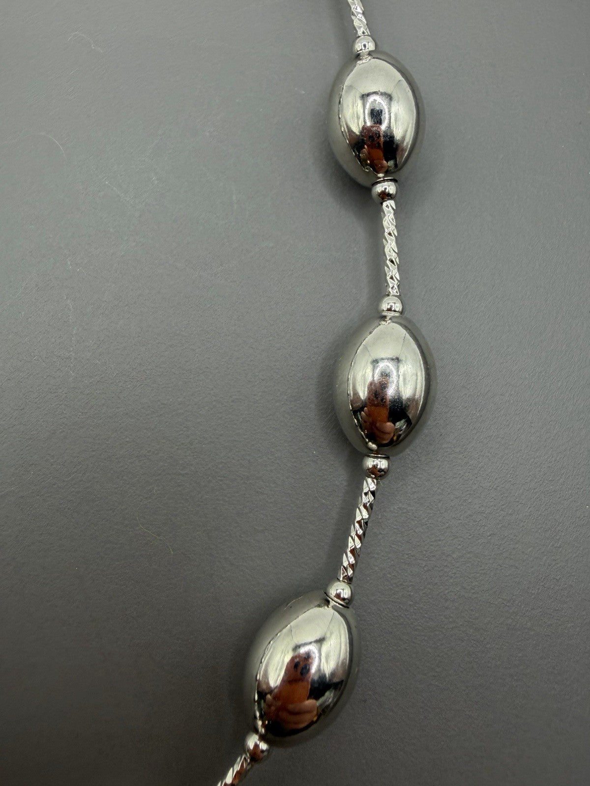 Luxury Look, Silver Toned Beaded Station Chain
