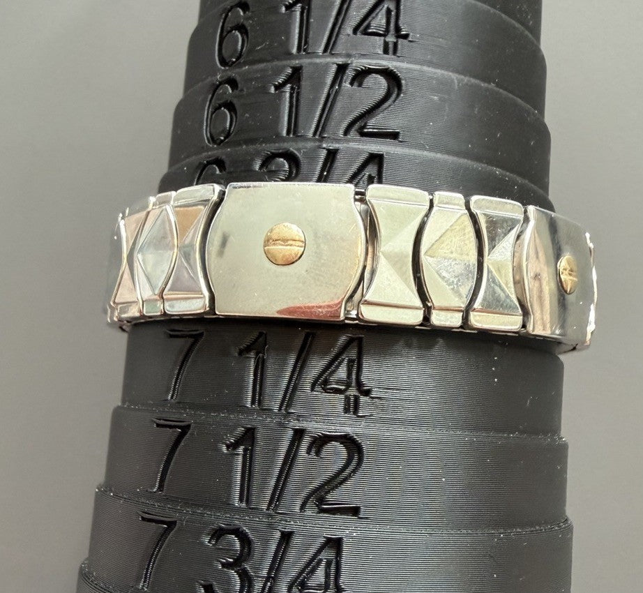 Milor Italy Stainless Steel & 14K YG Stretch Flex Bracelet