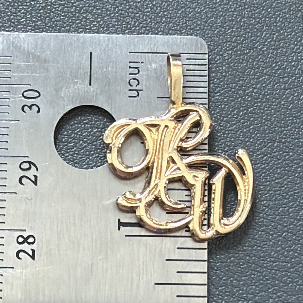 14K Yellow Gold monogram interlocking letter pendant charm 3.1g