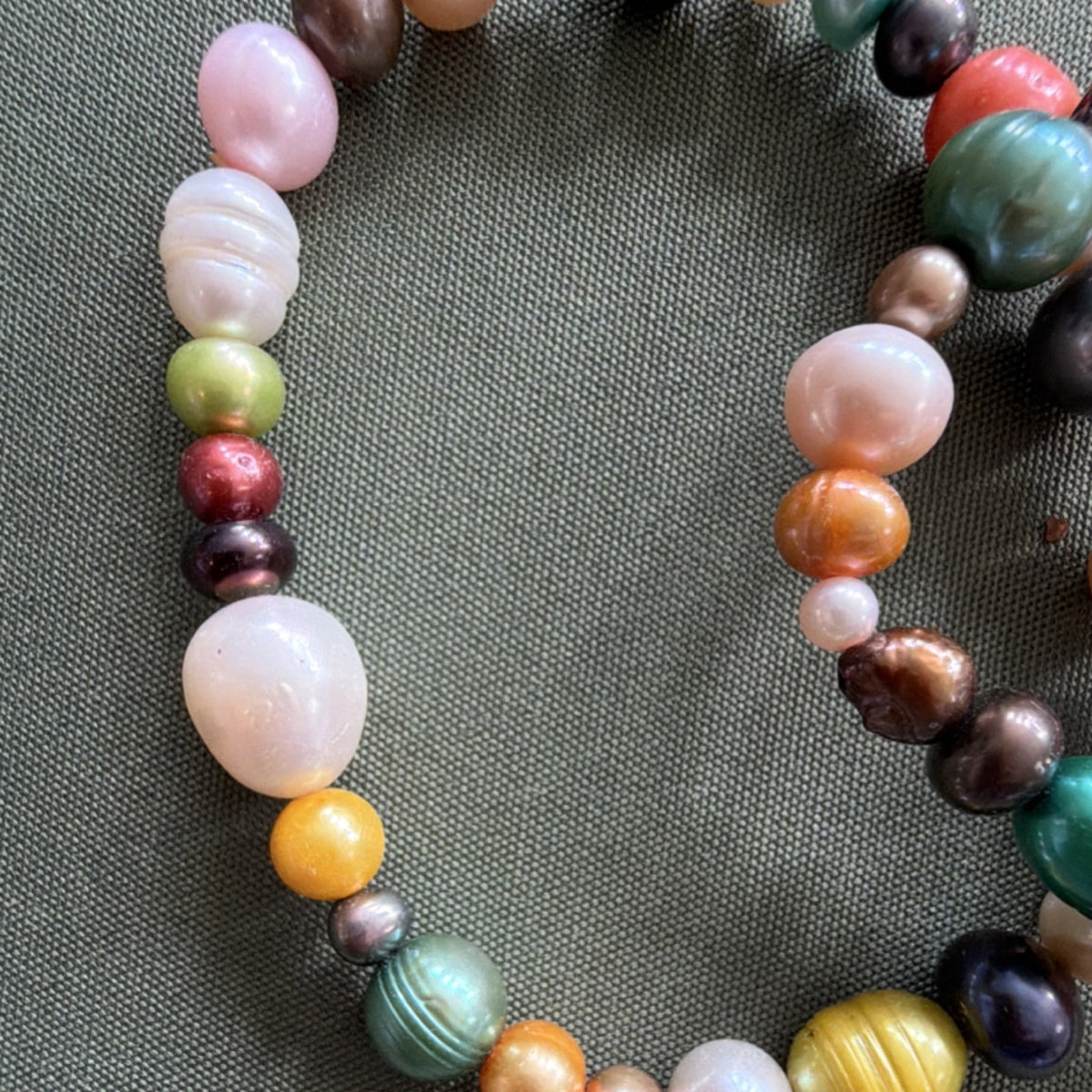 Multicolor Pearl Beaded Stretch Bracelet Set of two that will match everything!