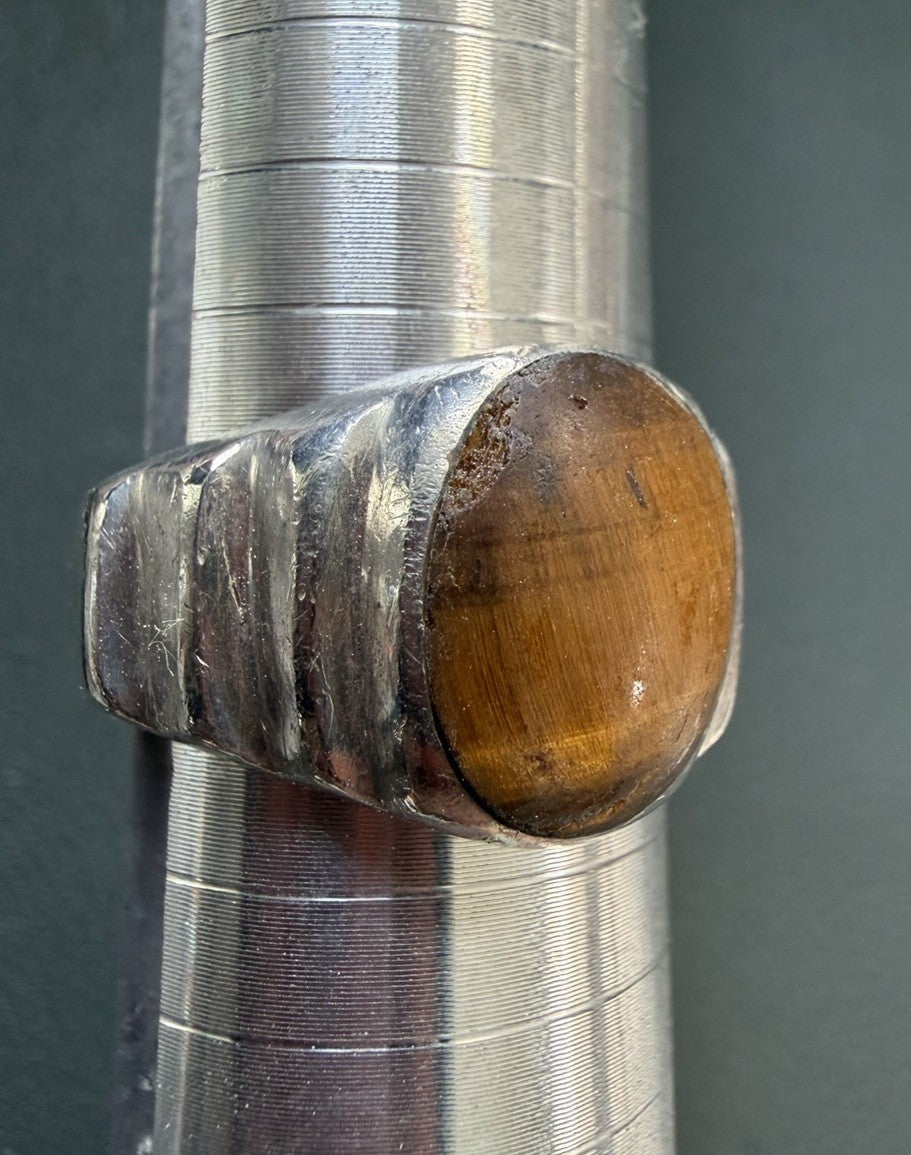Vintage Mexico Men’s 925 Sterling Silver Tiger’s Eye Ring Size 11  Men’s 15.2g