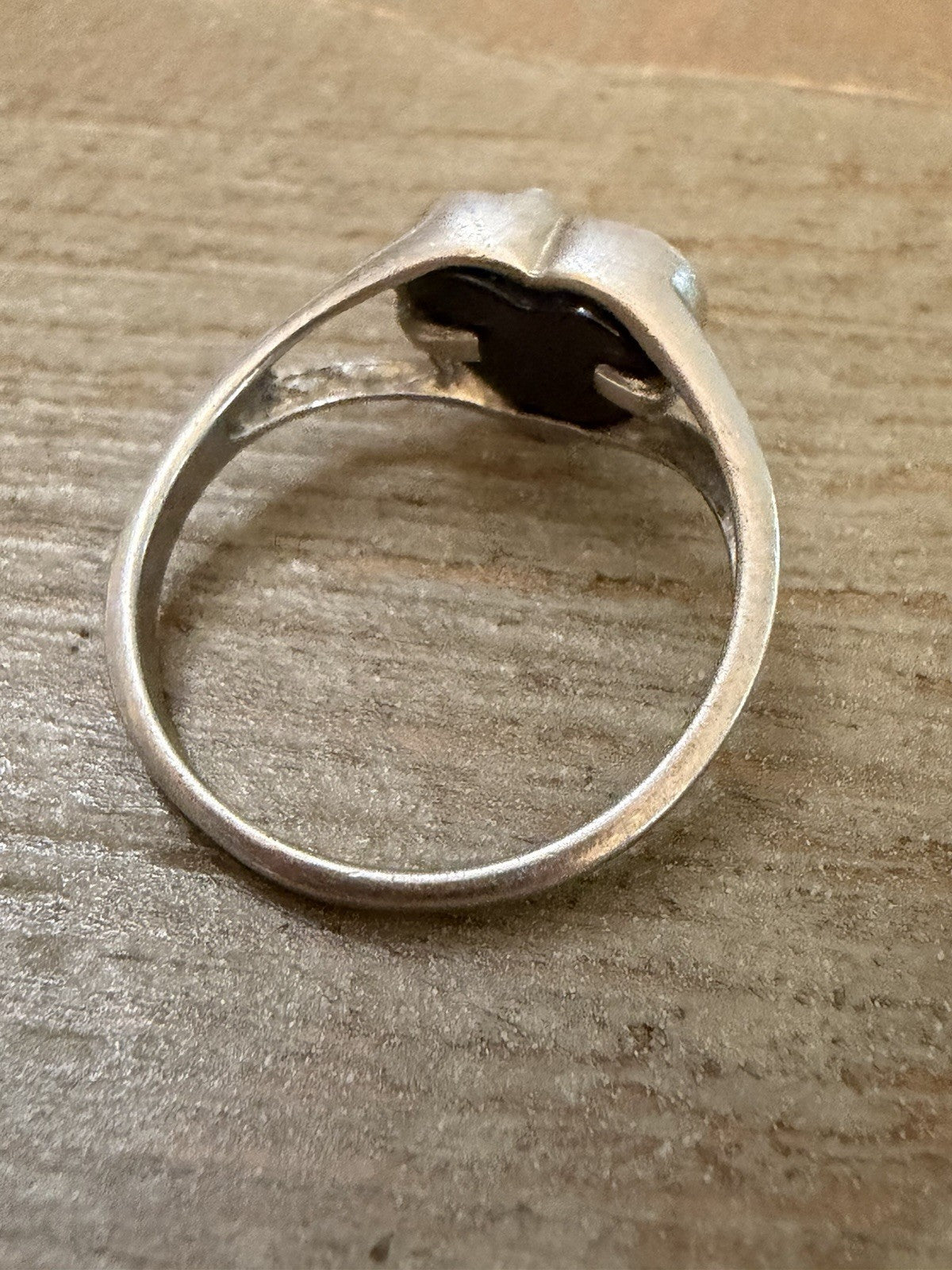 Sterling Silver 925 Heart Shape Onyx & 12k Accent Ring, Size 7