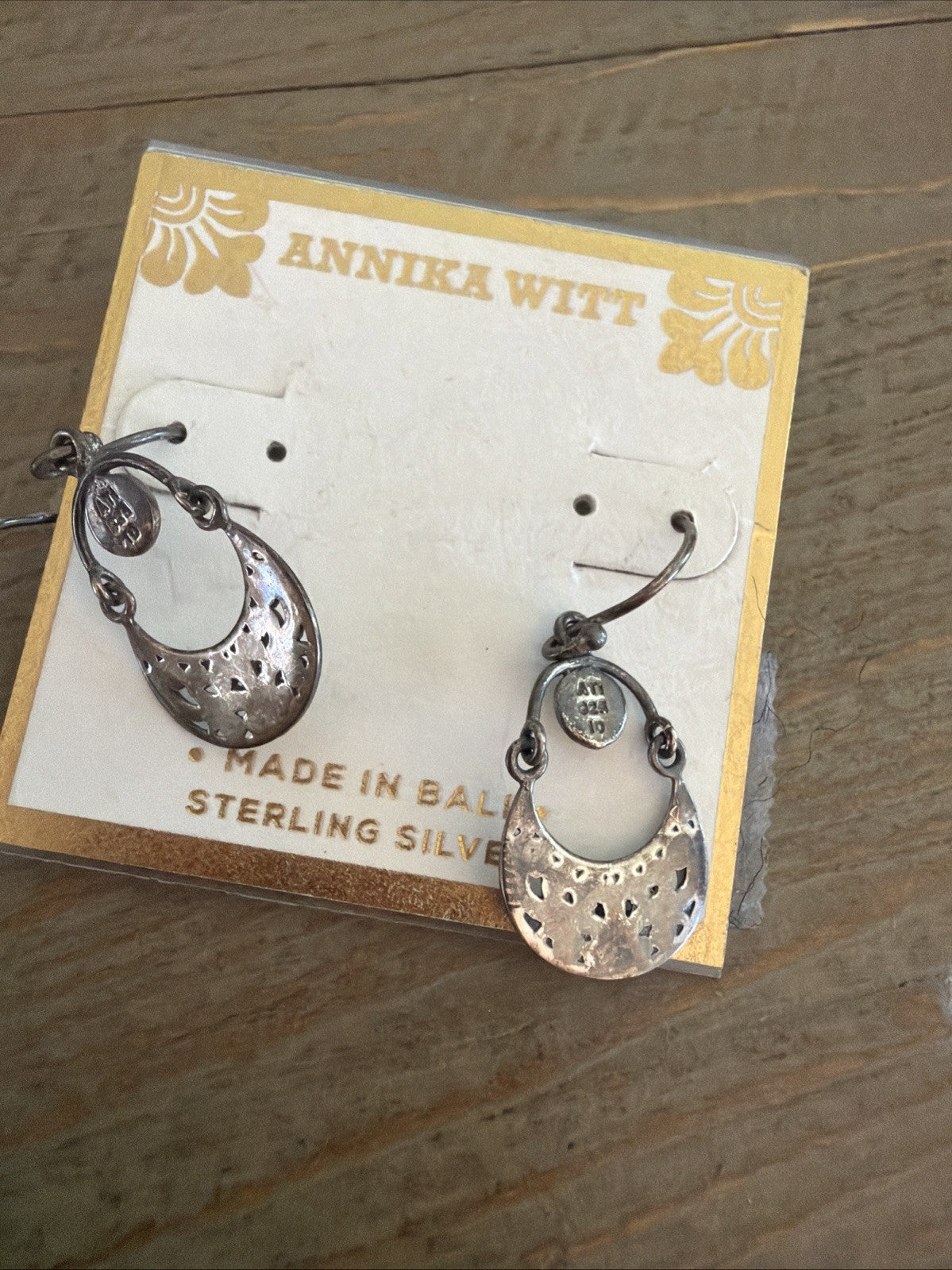 ANNIKA WITT 925 STERLING SILVER Bali Designer Signed Dangle Drop Earrings