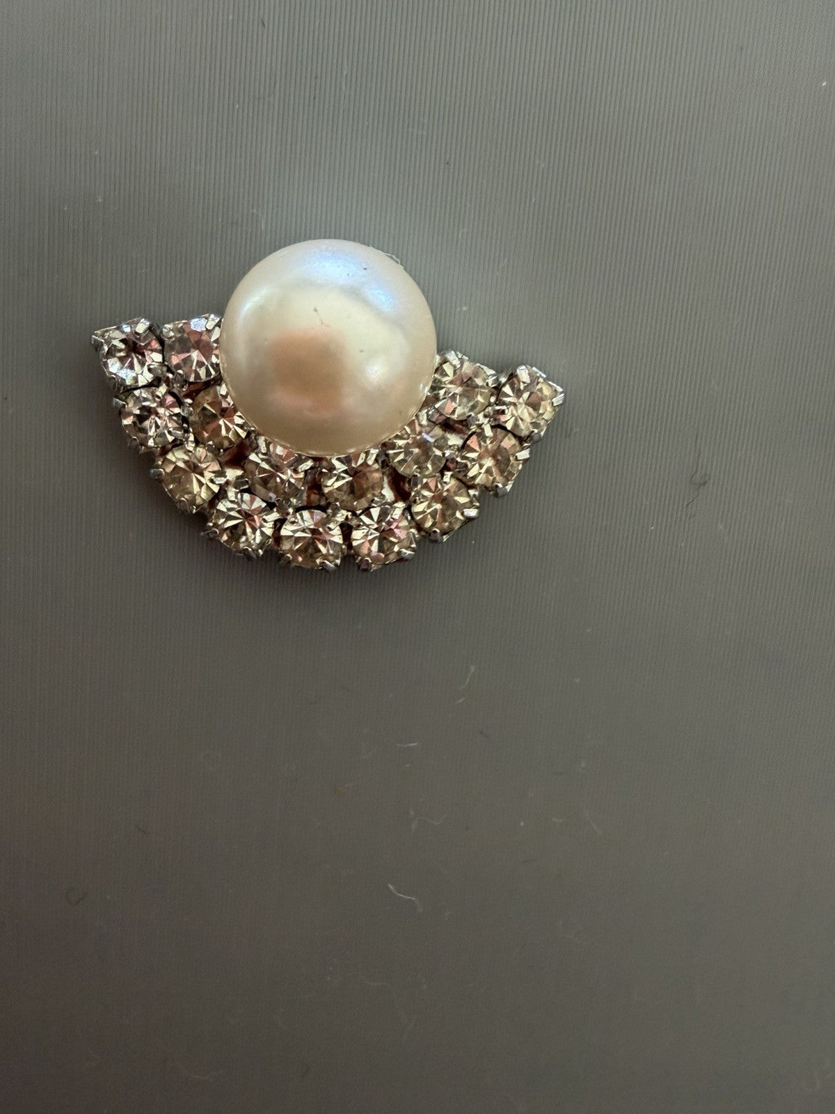 Vintage Silver Tone Faux Pearl and Waterfall  Rhinestone Earrings