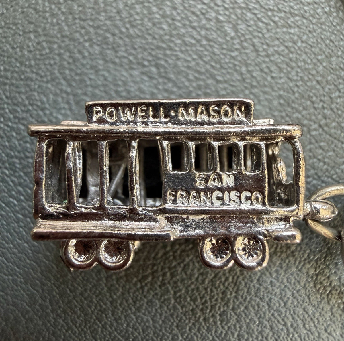 925 Sterling Silver Powell Mason Cable Car Trolley Bracelet Charm San Fran