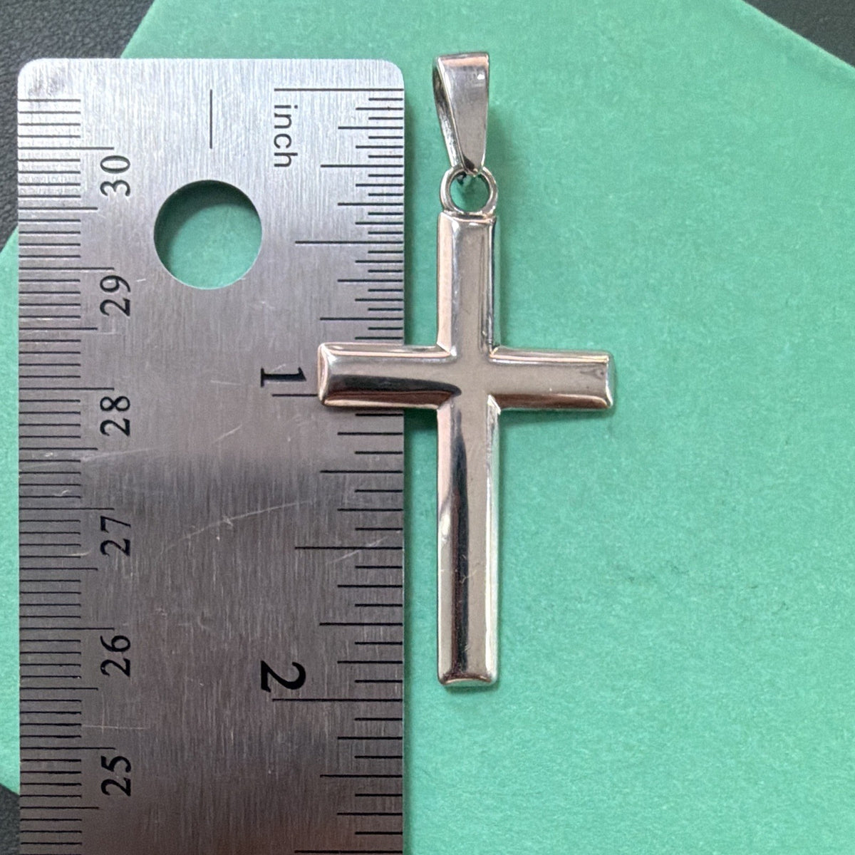 925 Sterling Silver Cross Pendant Charm Religious No Stone Silver 2in