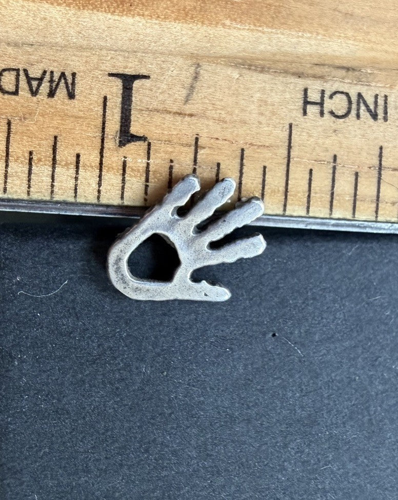 Sterling Silver 925 Hand-Shaped Stud Earrings with Cutout Vintage Native Style