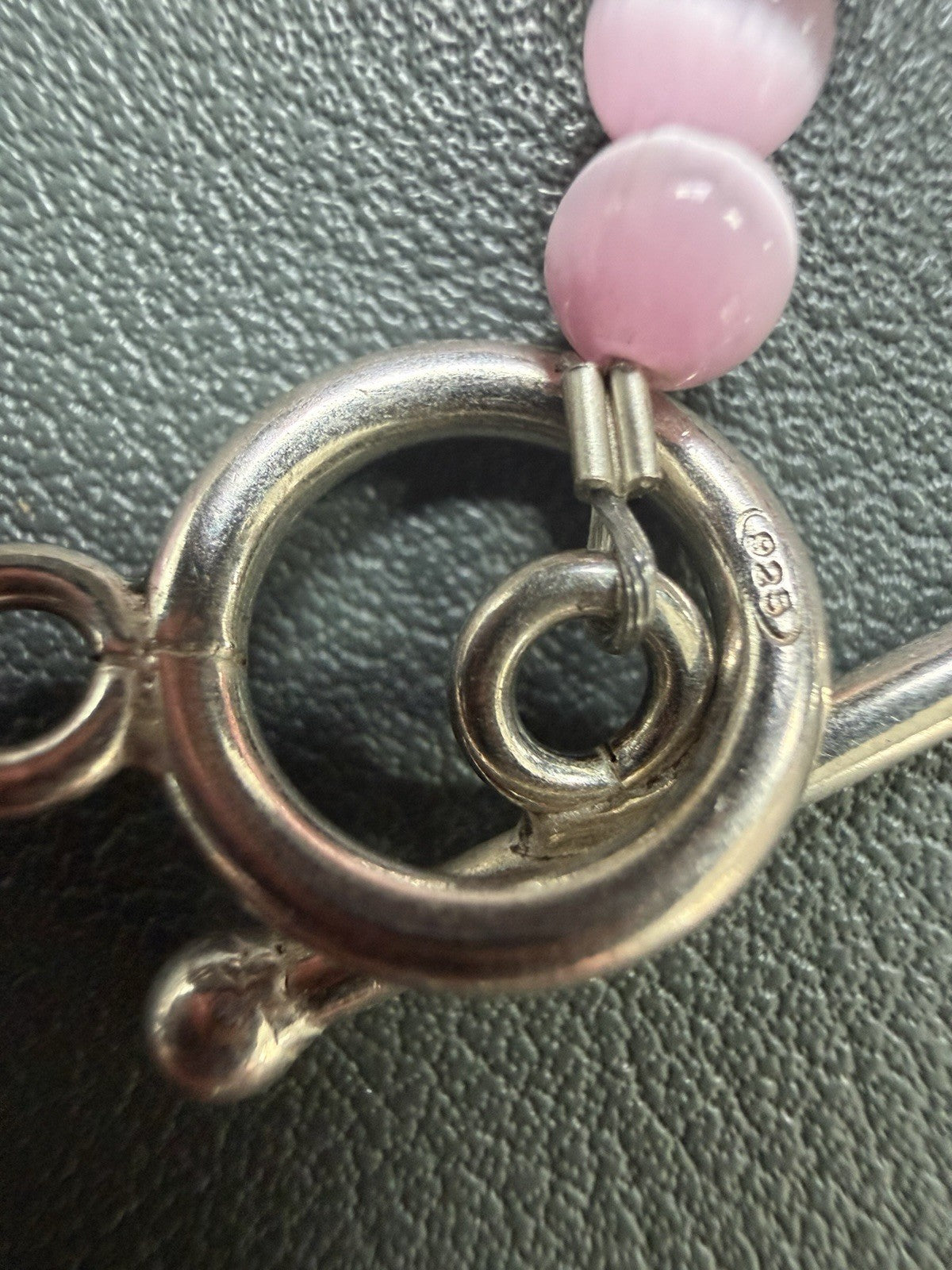 Sterling Silver 925 Breast Cancer Survivor Ribbon Bracelet Pink Beads